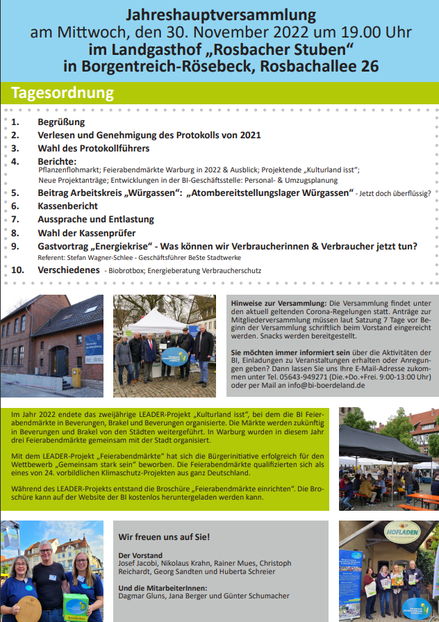 Jahreshauptversammlung der Bürgerinitiative in Rösebeck