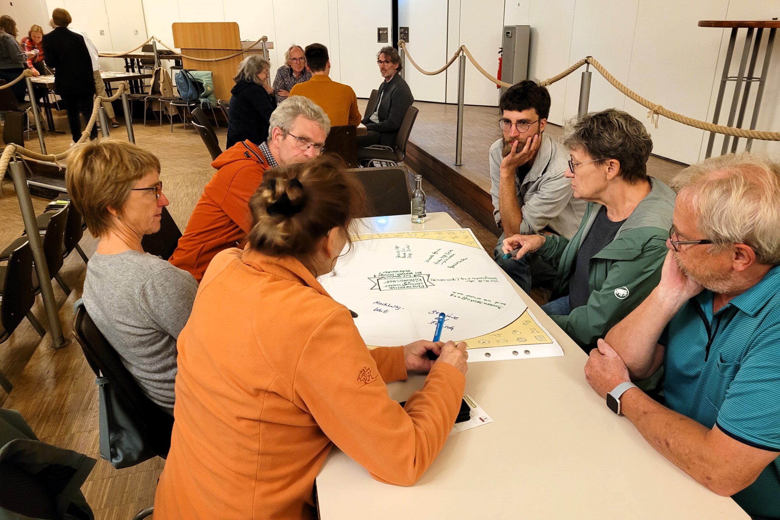 Teilnehmer beim EVD im Format des Worldcafés an verschiedenen Thementischen.