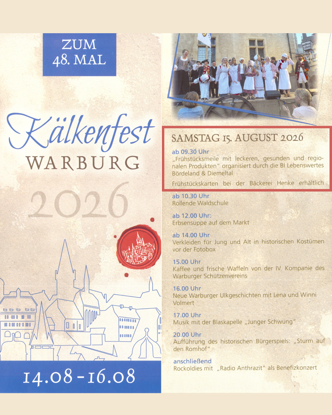 Flyer Kälkenfest 2026 in Warburg